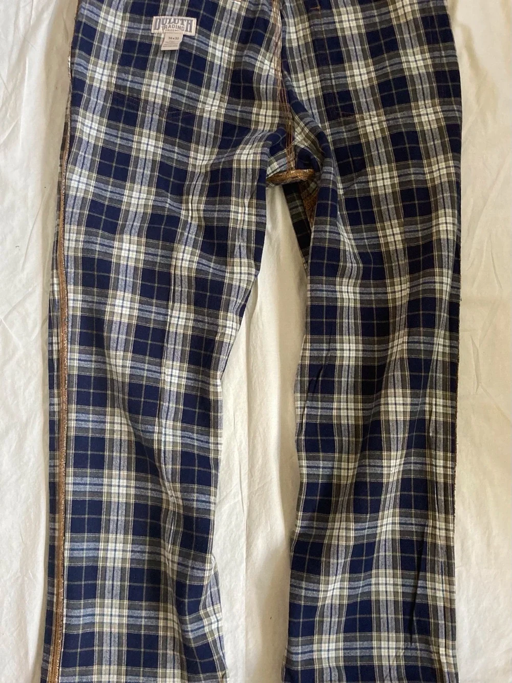 Duluth TradingCo. Men’s Ballroom PremiumDenim Jeans 36X32 Blue/Tan Flannel Lined